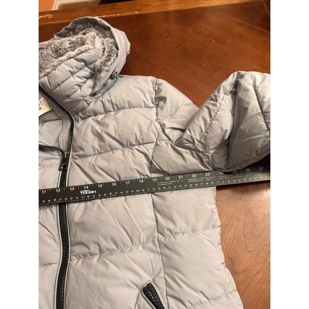 Andrew Marc Stretch Puffer Jacket XL Black Removable Fur Hood Grey - Picture 10 of 14